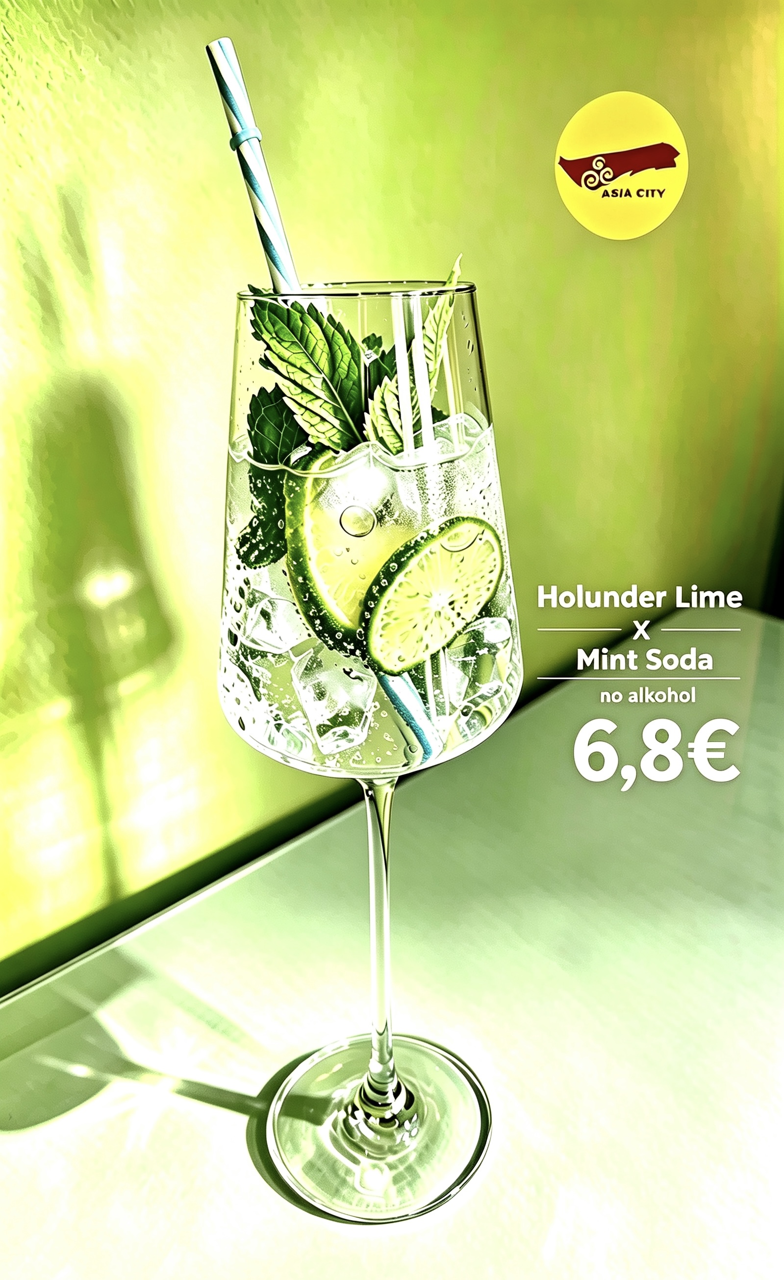 Erfrischendes Holunder-Getränk bei Asia City
